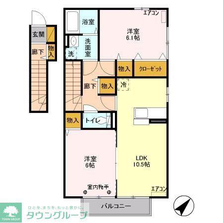 ガーデンヒルズ(2LDK/2階)の間取り写真