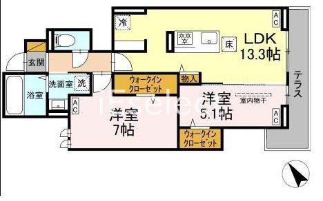 YAMAJUII(2LDK/1階)の間取り写真