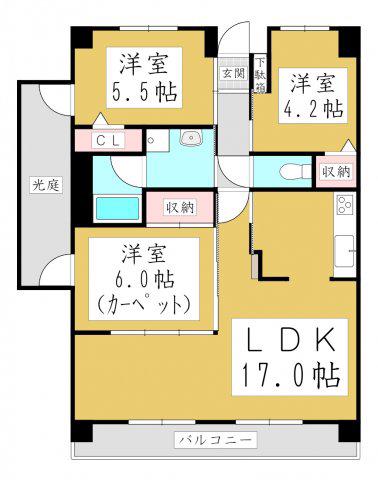 ペンタエマーブル(3LDK/2階)の間取り写真