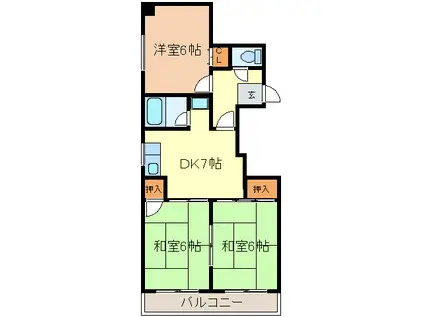 パークサイド鶴舞(3DK/5階)の間取り写真