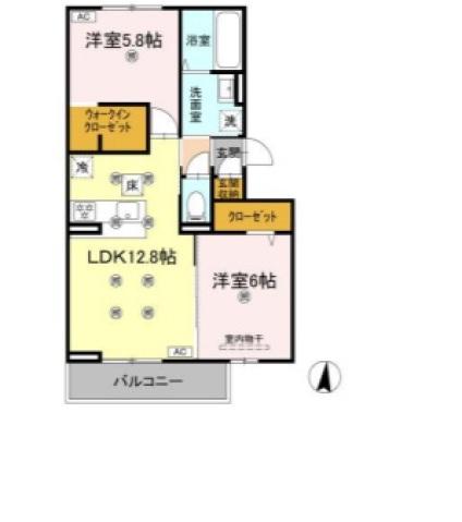 クランツ北井門(2LDK/1階)の間取り写真