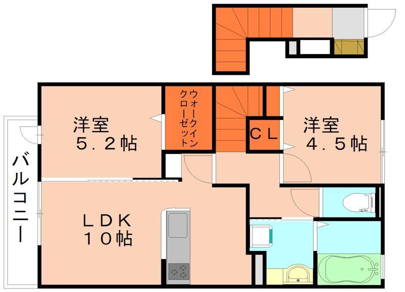 ガーデンハウスC棟(2LDK/2階)の間取り写真