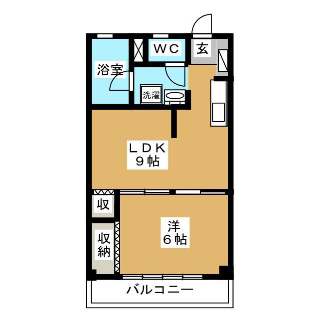 オレンジ兼松(1LDK/3階)の間取り写真