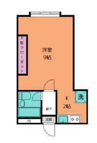 北野マンション(ワンルーム/2階)の間取り写真
