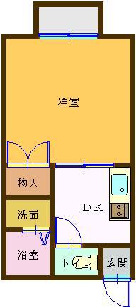 エクセレント川崎(1K/1階)の間取り写真