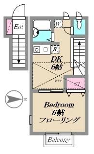 グリーンハイツII(1DK/2階)の間取り写真