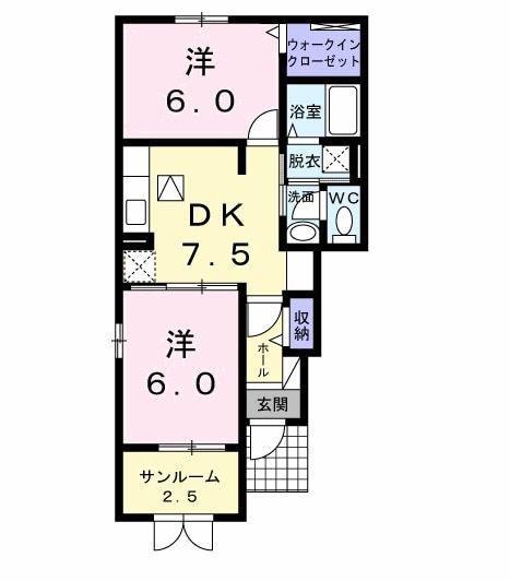エトワールB(2DK/1階)の間取り写真
