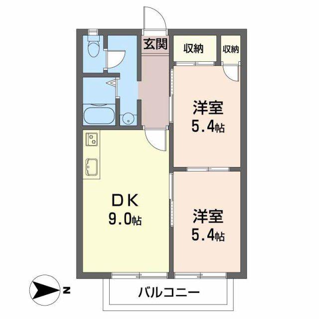グリーンフレグランス(2DK/2階)の間取り写真