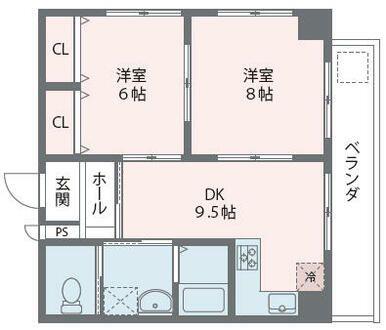 グランフロント東吉野(2DK/6階)の間取り写真