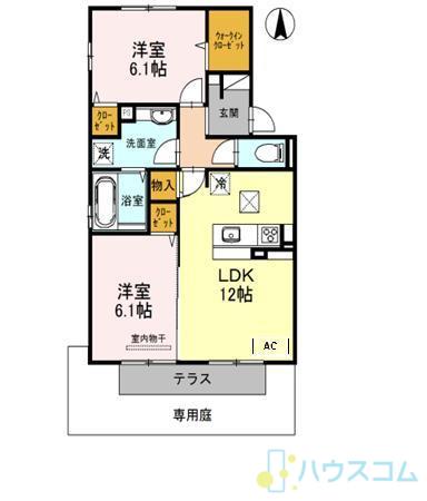 セジュール主原(2LDK/2階)の間取り写真