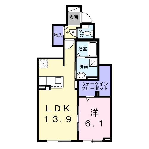 ソナーレII(1LDK/1階)の間取り写真