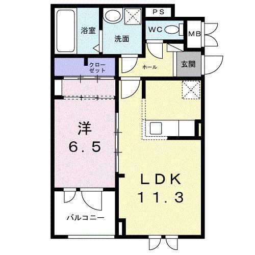 キャスロック北花田(1LDK/3階)の間取り写真