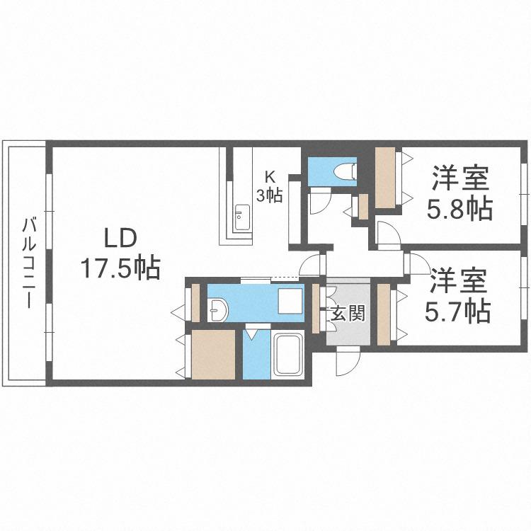 ファミール東苗穂(2LDK/3階)の間取り写真