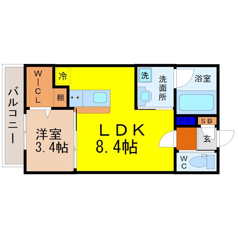 ジュネス桜駅前(1LDK/2階)の間取り写真