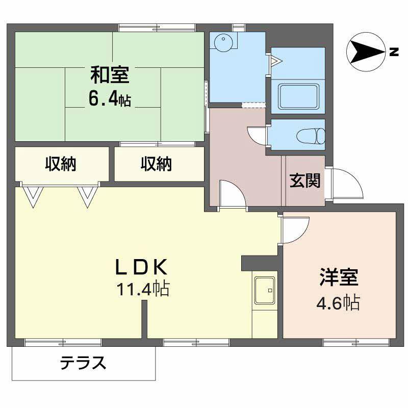 ルミエール四条(2LDK/1階)の間取り写真