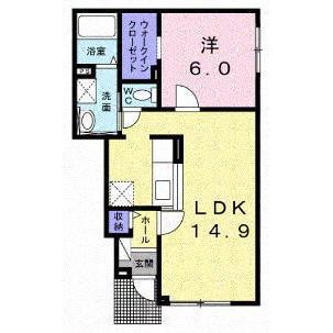 ベル・プロムナードIII(1LDK/1階)の間取り写真