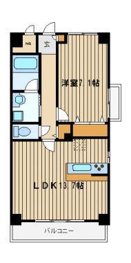 ボン ソレイユ(1LDK/7階)の間取り写真