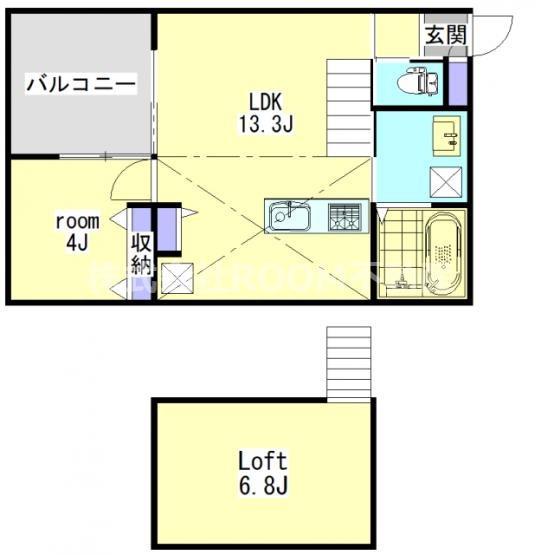 PALAZZO(1LDK/2階)の間取り写真