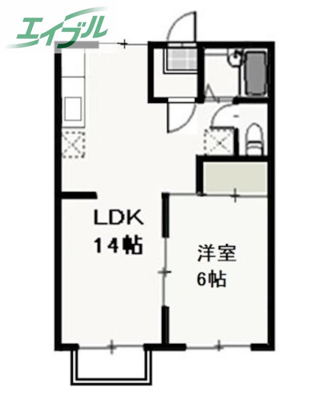 グリーン・グラス(1LDK/2階)の間取り写真