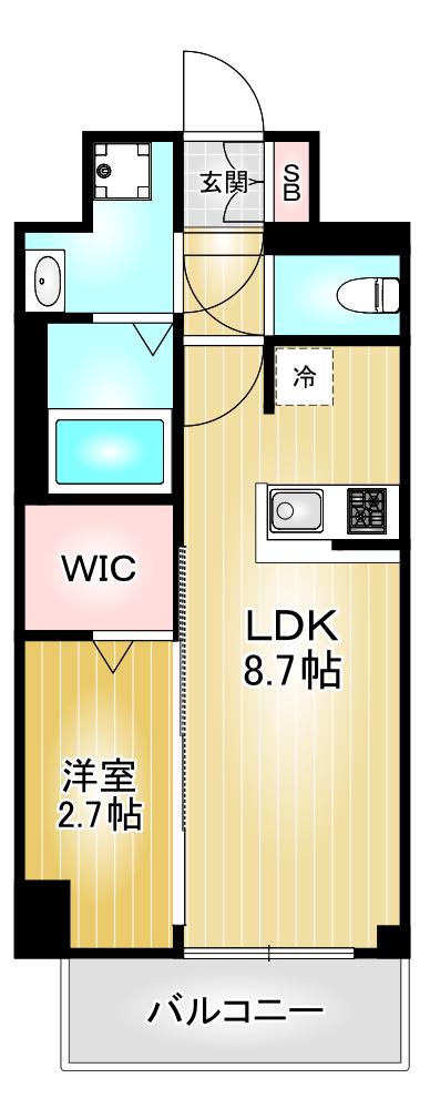 エスリード ザ・レガリア新栄PREMIER(1LDK/4階)の間取り写真