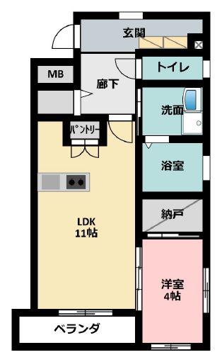 ル・リオンクリーク(1LDK/2階)の間取り写真