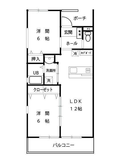 グランドヒルズ(2LDK/2階)の間取り写真