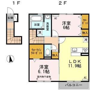 マイスター蔵前 B棟(2LDK/2階)の間取り写真