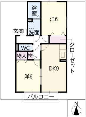 グランシャリオ(2DK/1階)の間取り写真
