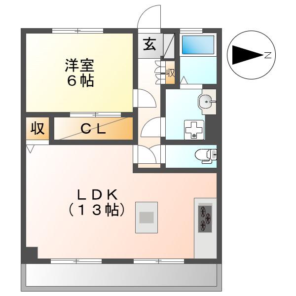 クレヴェール瑞穂(1LDK/3階)の間取り写真