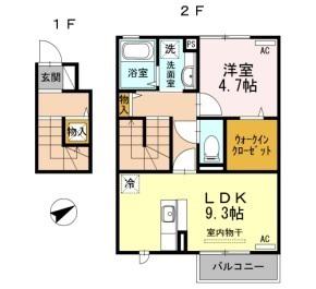 カントリーフォレスト(1LDK/2階)の間取り写真