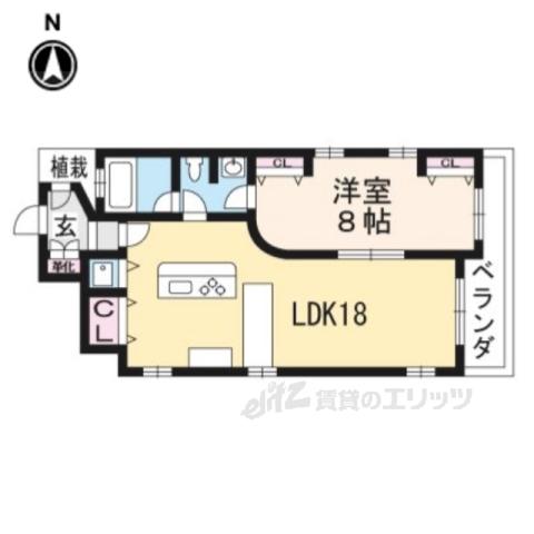 ラサール御所南(1LDK/3階)の間取り写真