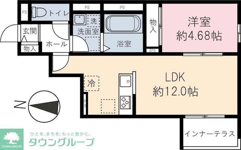 HIKARI(1LDK/1階)の間取り写真
