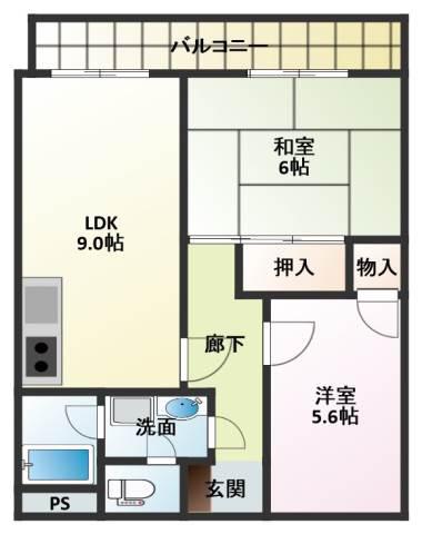 ハートフルマンションB棟(2LDK/2階)の間取り写真