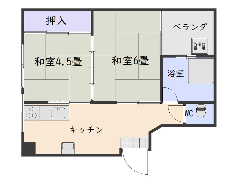 コーポ大迫(2K/3階)の間取り写真