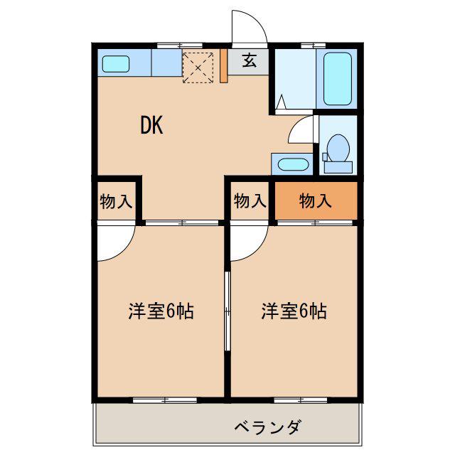 フジコーポ(2DK/2階)の間取り写真