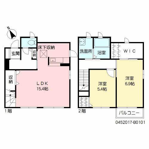 ディアス中嶋B(2LDK/1階)の間取り写真