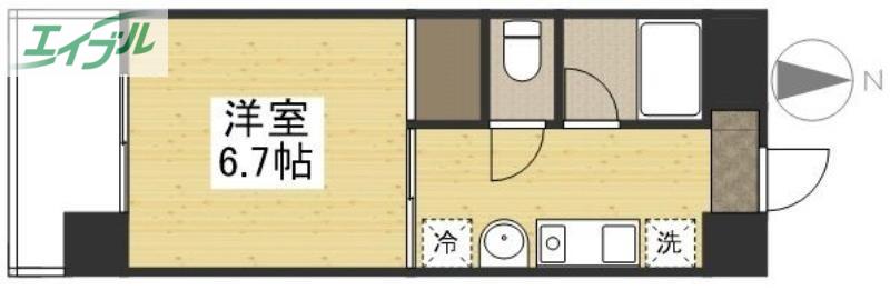 KSB 大供(1K/4階)の間取り写真