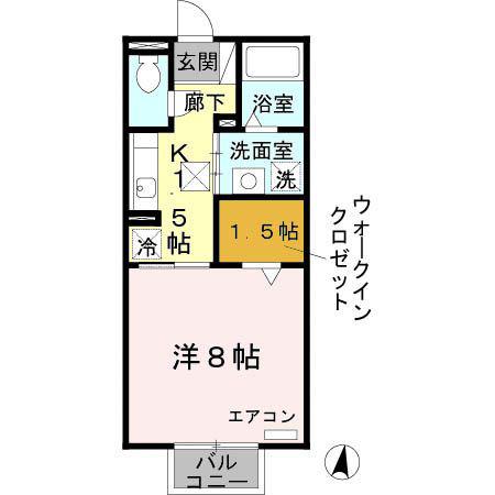 ジェントル阿成(1K/1階)の間取り写真