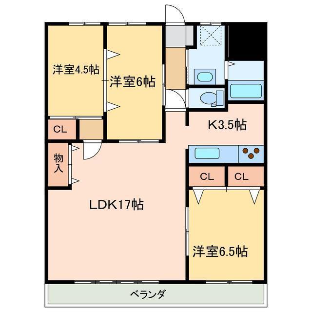 ベルレジョン(3LDK/4階)の間取り写真