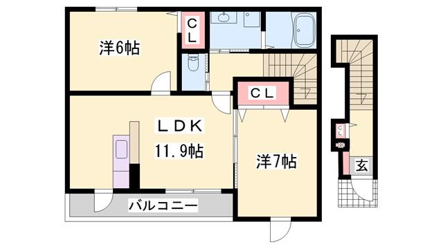 ソレアードIII(2LDK/2階)の間取り写真