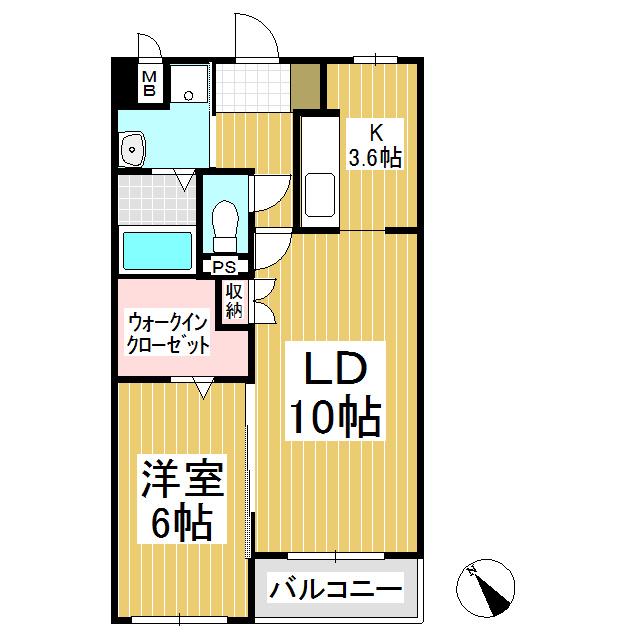 LAHAINA(1LDK/1階)の間取り写真