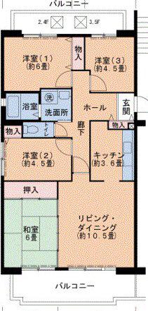 URルミエール千鳥 7号棟(4LDK/1階)の間取り写真