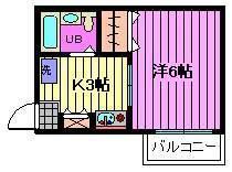 ボヌール南浦和(1K/2階)の間取り写真