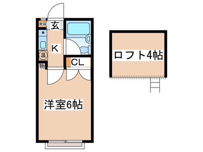 アップルハイツみさを(1K/2階)の間取り写真