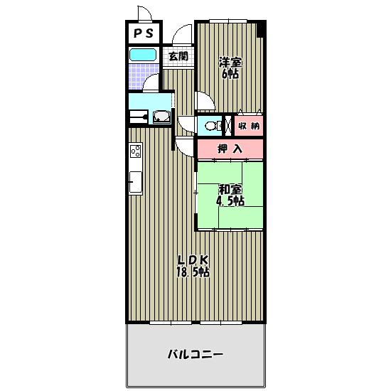 ギャレ金剛(2LDK/4階)の間取り写真