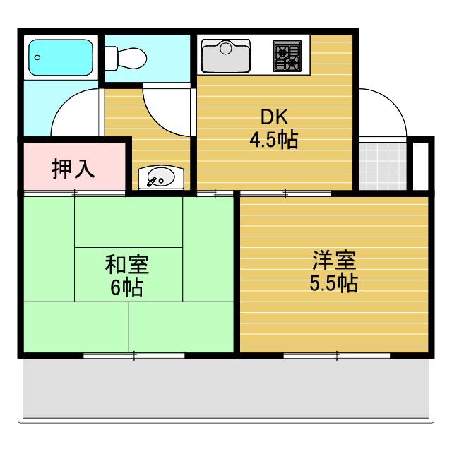 フェリーチェ西中島(2DK/4階)の間取り写真