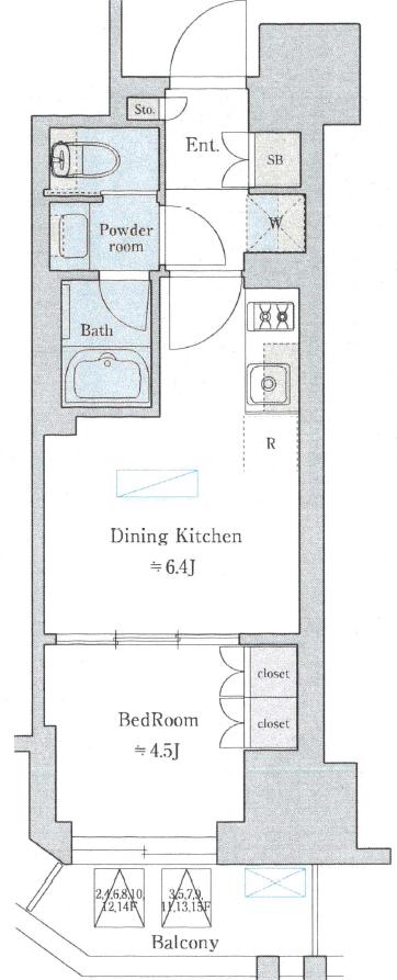 ディームス蔵前RESIDENCE 旧NIDO蔵前RESIDENCE(1DK/2階)の間取り写真