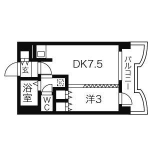 ビオス館(1DK/7階)の間取り写真