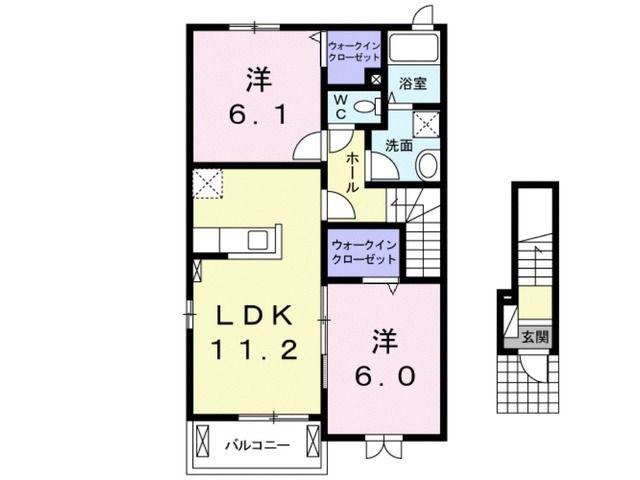 エレガント つくば(2LDK/2階)の間取り写真