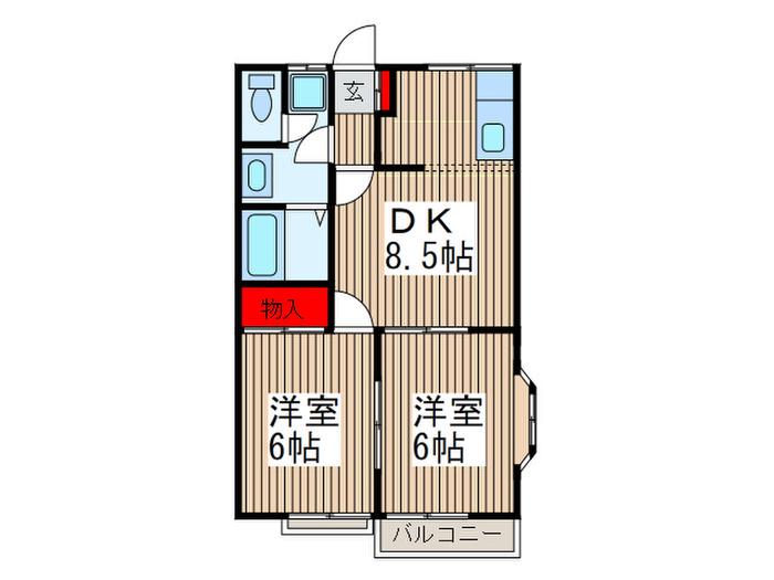 ドリームパレス(2DK/1階)の間取り写真